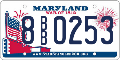 MD license plate 8BB0253