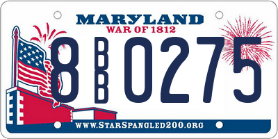 MD license plate 8BB0275