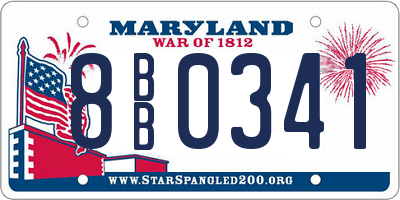 MD license plate 8BB0341