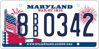 MD license plate 8BB0342