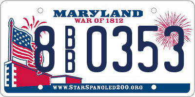 MD license plate 8BB0353