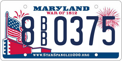 MD license plate 8BB0375