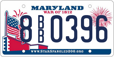 MD license plate 8BB0396