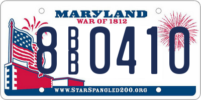 MD license plate 8BB0410