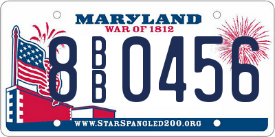 MD license plate 8BB0456