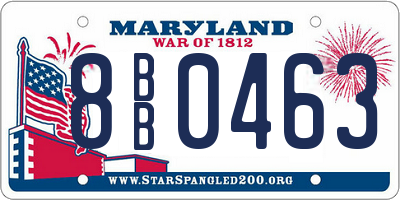 MD license plate 8BB0463
