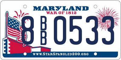 MD license plate 8BB0533