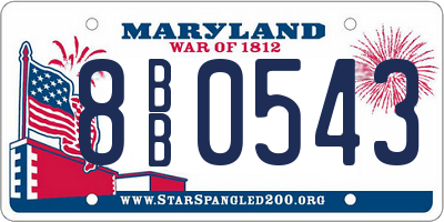 MD license plate 8BB0543