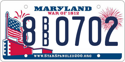 MD license plate 8BB0702