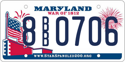 MD license plate 8BB0706