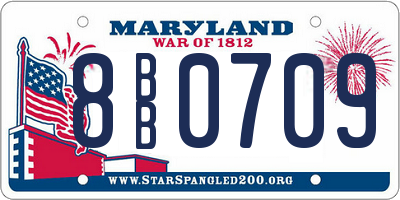 MD license plate 8BB0709