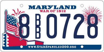 MD license plate 8BB0728