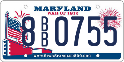MD license plate 8BB0755