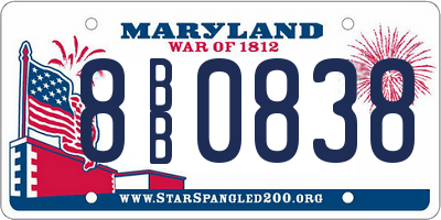 MD license plate 8BB0838