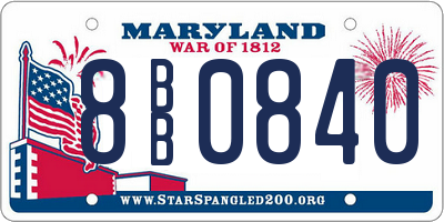 MD license plate 8BB0840