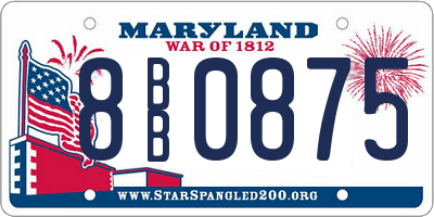 MD license plate 8BB0875