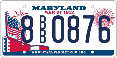 MD license plate 8BB0876