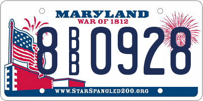 MD license plate 8BB0928