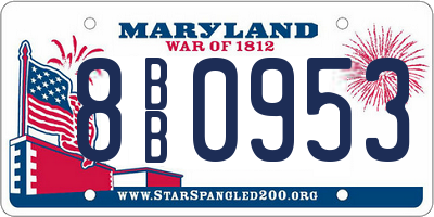 MD license plate 8BB0953