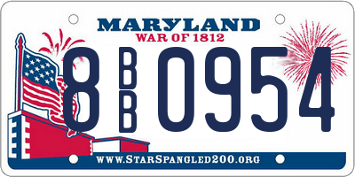 MD license plate 8BB0954