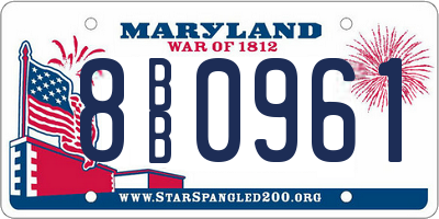 MD license plate 8BB0961