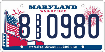 MD license plate 8BB0980