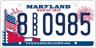 MD license plate 8BB0985