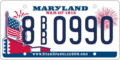 MD license plate 8BB0990
