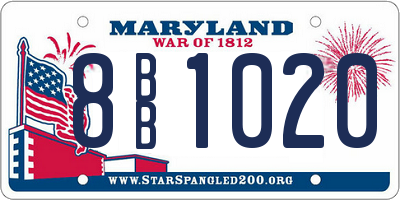 MD license plate 8BB1020
