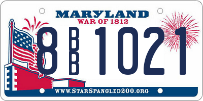 MD license plate 8BB1021