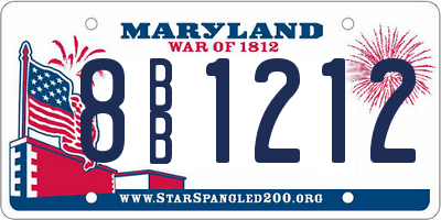MD license plate 8BB1212