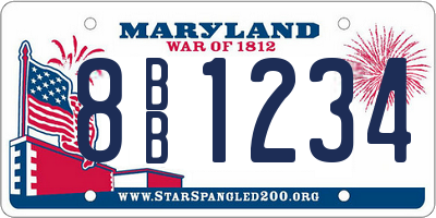 MD license plate 8BB1234