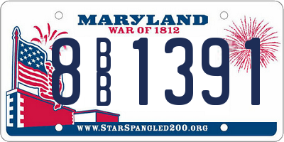 MD license plate 8BB1391