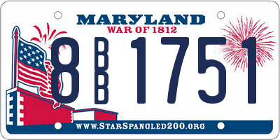 MD license plate 8BB1751