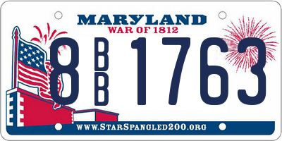 MD license plate 8BB1763