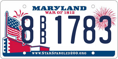 MD license plate 8BB1783