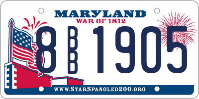 MD license plate 8BB1905