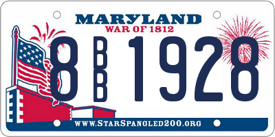 MD license plate 8BB1928