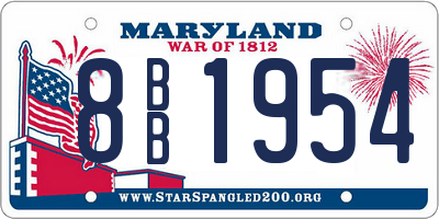 MD license plate 8BB1954