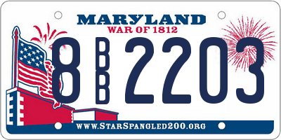 MD license plate 8BB2203