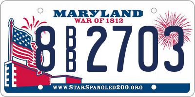 MD license plate 8BB2703