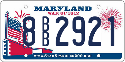 MD license plate 8BB2921