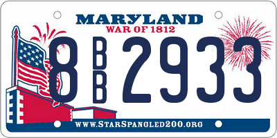 MD license plate 8BB2933
