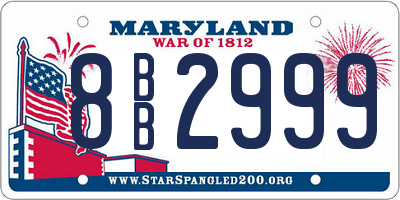 MD license plate 8BB2999