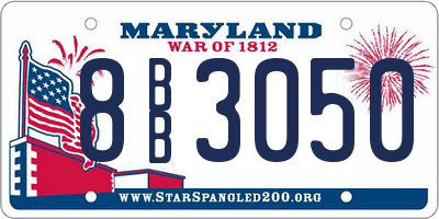 MD license plate 8BB3050