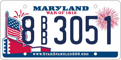 MD license plate 8BB3051