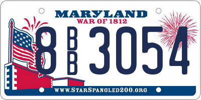 MD license plate 8BB3054