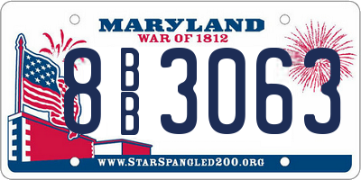MD license plate 8BB3063