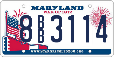 MD license plate 8BB3114