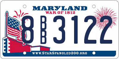 MD license plate 8BB3122
